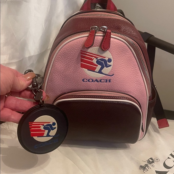 Coach Mini Court Two-Tone Pink and Burgundy Backpack - Picture 16 of 16
